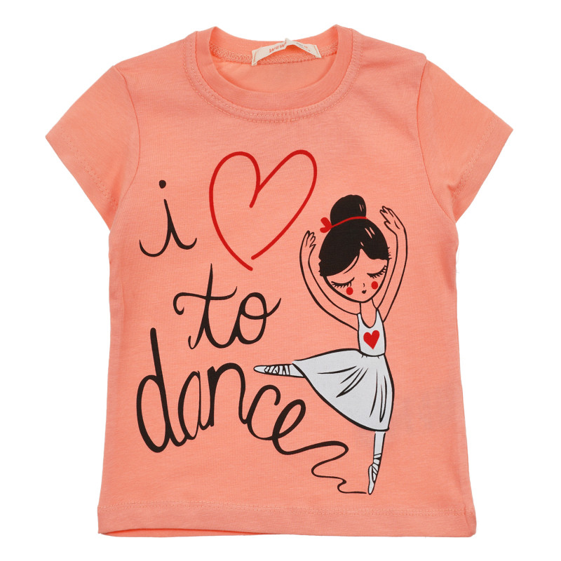 Μπλουζάκι με μπαλαρίνα και λεζάντα, πορτοκαλί  240915