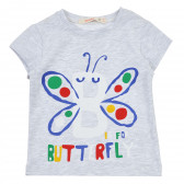 Μπλουζάκι με τύπωμα πεταλούδας και λεζάντα Butterfly, γκρι Acar 240919 