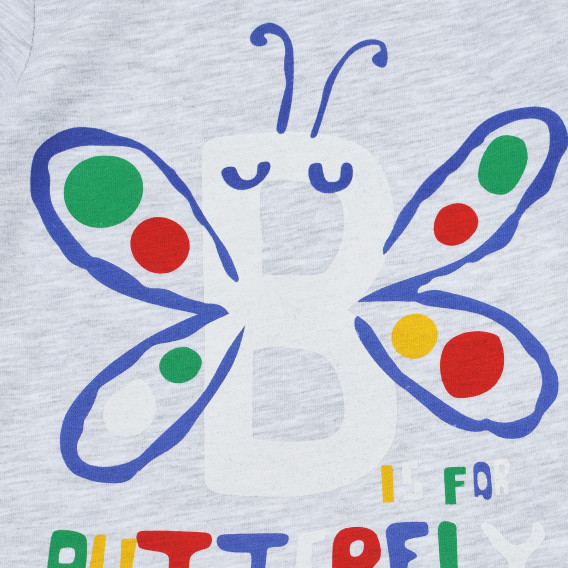 Μπλουζάκι με τύπωμα πεταλούδας και λεζάντα Butterfly, γκρι Acar 240920 2