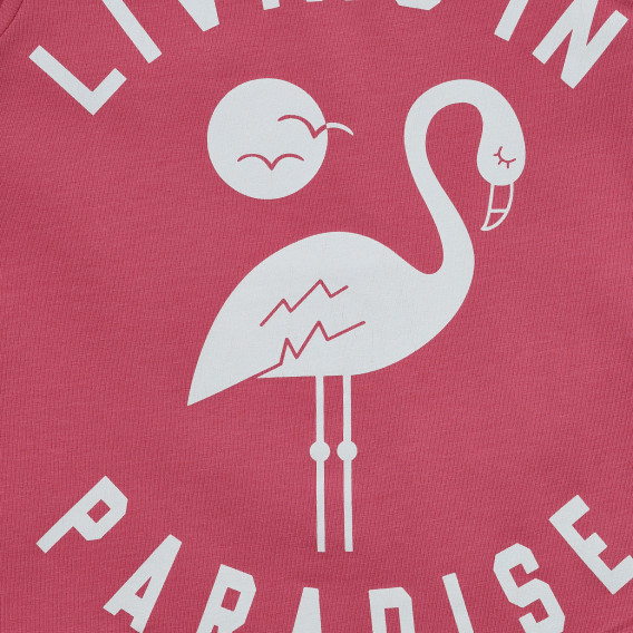 Μπλουζάκι με τύπωμα και λεζάντα φλαμίνγκο, ροζ Acar 240965 4