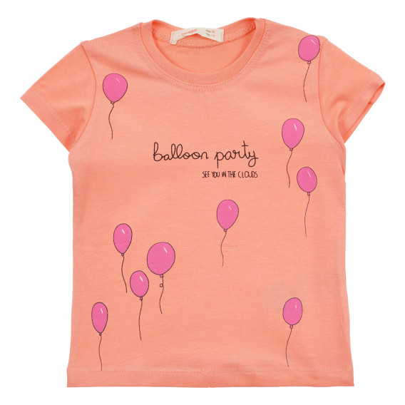 Μπλουζάκι με τύπωμα μπαλονιού και λεζάντα μπαλόνι, πορτοκαλί Acar 240966 