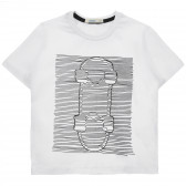 Μπλουζάκι με τύπωμα skateboard, λευκό Acar 240985 