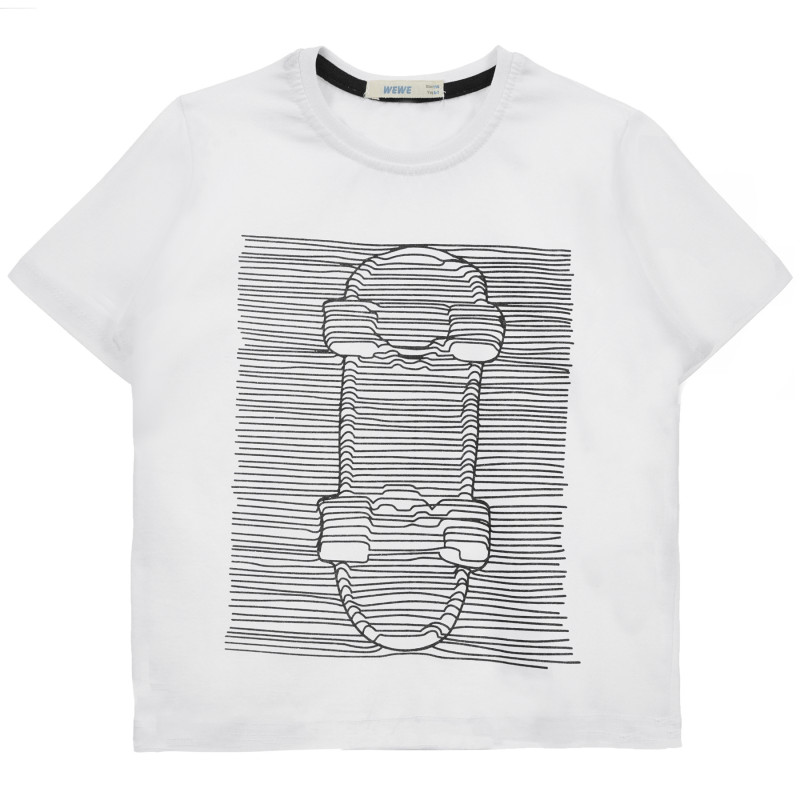 Μπλουζάκι με τύπωμα skateboard, λευκό  240985