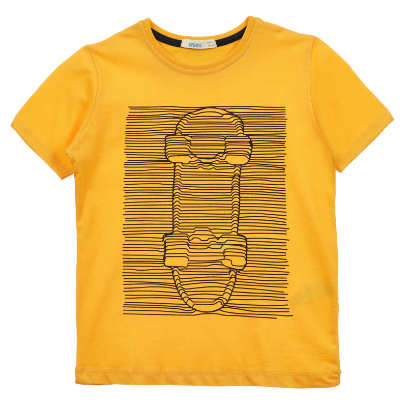 Μπλουζάκι με τύπωμα skateboard, πορτοκαλί  240989