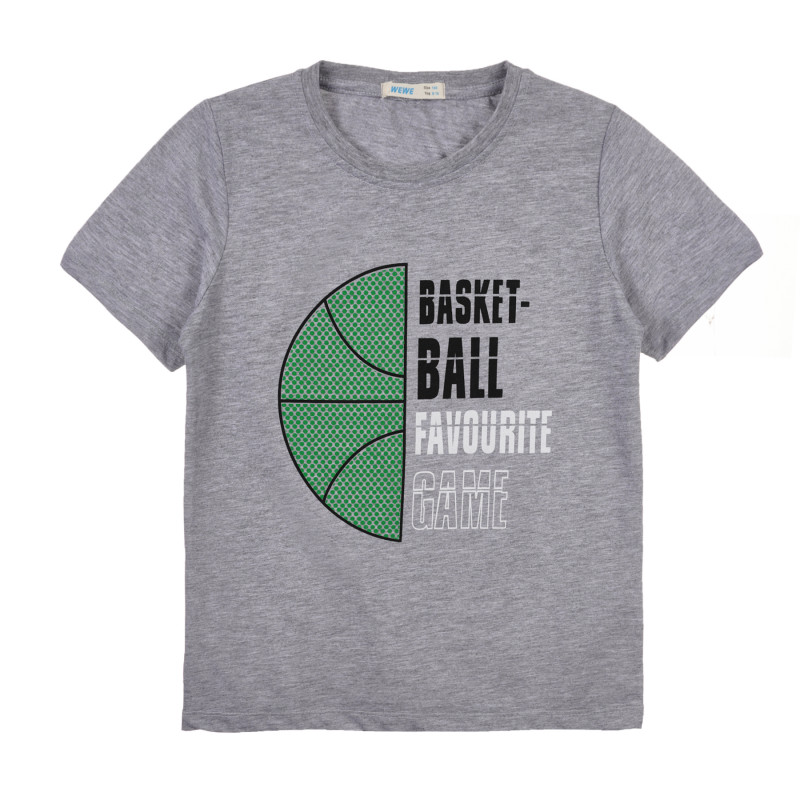 Μπλουζάκι με τύπωμα μπάσκετ, γκρι  241036