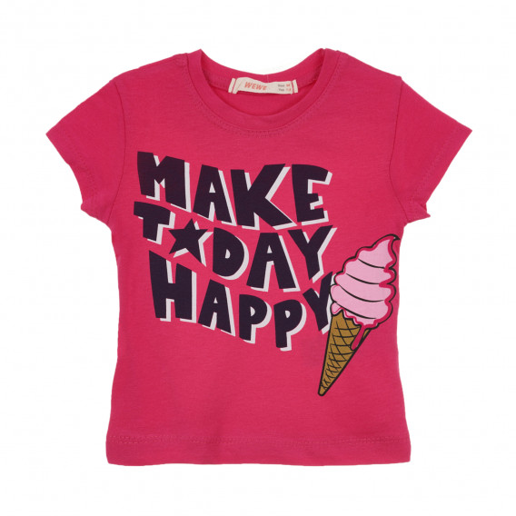 Μπλουζάκι με τύπωμα παγωτού και λεζάντες, ροζ Acar 241052 