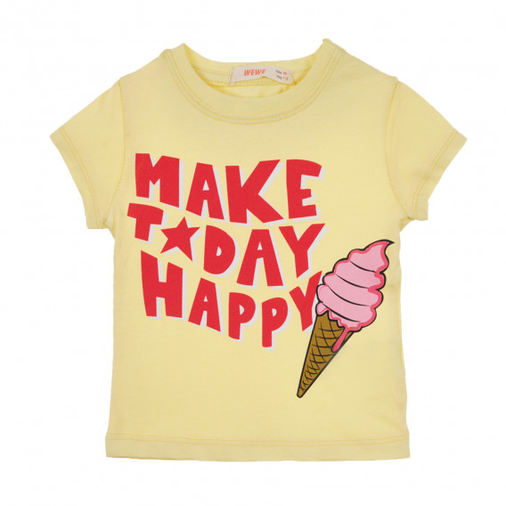 Μπλουζάκι με τύπωμα παγωτού και λεζάντες, κίτρινο Acar 241056 