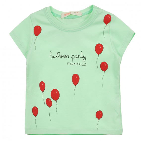 Μπλουζάκι με τυπωμένη ύλη και λεζάντα μπαλόνι, μέντα Acar 241096 