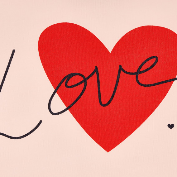 Μπλουζάκι με τύπωμα καρδιάς και λεζάντα Love, ροζ Acar 241113 2