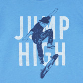 Βαμβακερό μπλουζάκι με γραφική εκτύπωση και επιγραφή Jump High, μπλε Benetton 241221 4