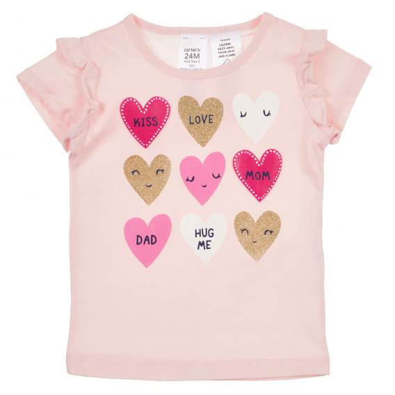 Βαμβακερό μπλουζάκι - Καρδιές για μωρό Carter's 241222 