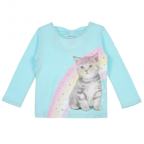 Βαμβακερή μπλούζα με μακριά μανίκια για κοριτσάκι, γαλάζιο Carter's 241226 