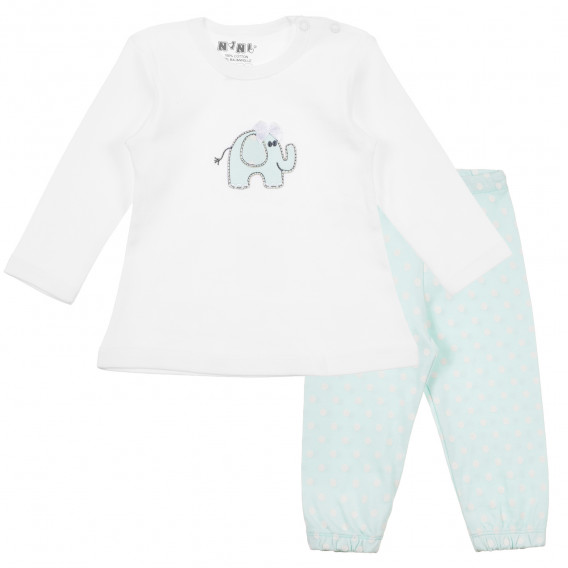 Βαμβακερές πιτζάμες 2 τεμαχίων με απλικέ μωρού ελέφαντα NINI 241420 