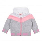 Βαμβακερό φούτερ με ροζ και λευκές λεπτομέρειες για μωρά, γκρι Rifle 241472 
