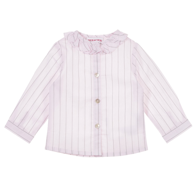 Ριγέ πουκάμισο με σούρες για κοριτσάκια, ροζ  241508