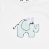 Βαμβακερή μπλούζα με απλικέ ελέφαντα και κοντά μανίκια για ένα κορίτσι NINI 241733 2