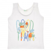 Βαμβακερή μπλούζα με στάμπα για μωρό, λευκή Benetton 241736 