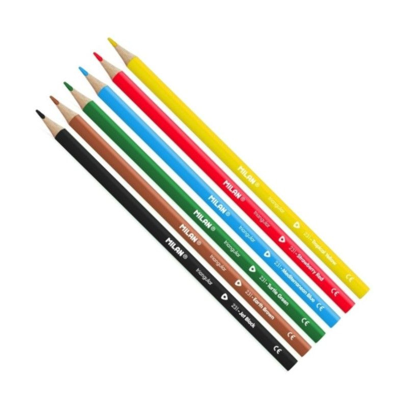 Χρωματιστά μολύβια, Τριγωνικά, 2,9 mm, 6 χρώματα  242338