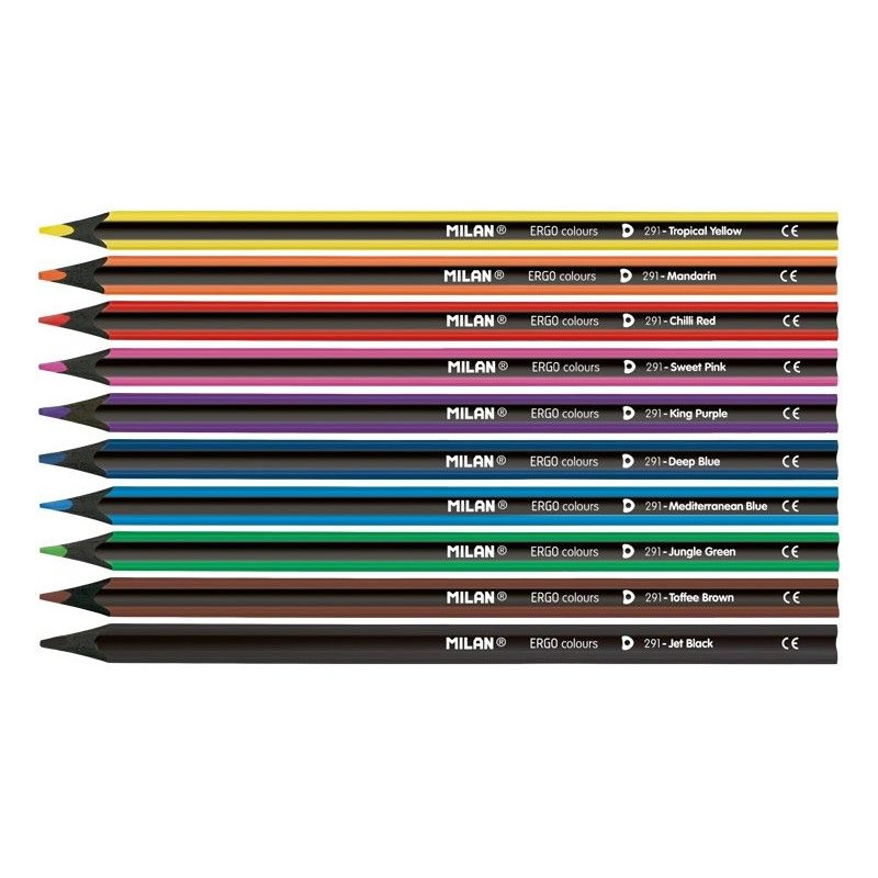 Χρωματιστά μολύβια, Ergo, 3,5 mm, 10 χρώματα + ξύστρα  242341