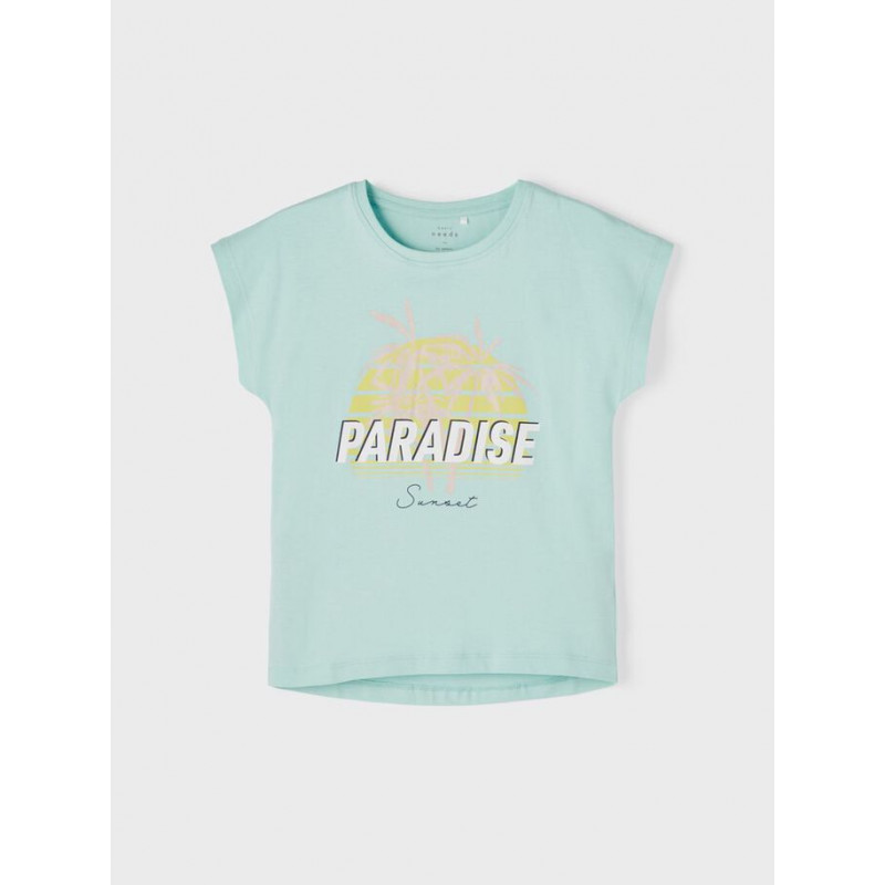 Μπλουζάκι από οργανικό βαμβάκι με τύπωμα Paradise, ανοιχτό μπλε  242381