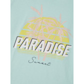 Μπλουζάκι από οργανικό βαμβάκι με τύπωμα Paradise, ανοιχτό μπλε Name it 242383 3
