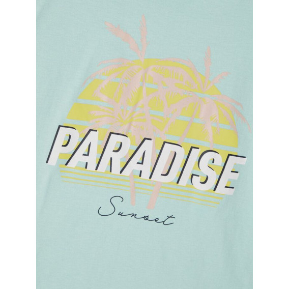 Μπλουζάκι από οργανικό βαμβάκι με τύπωμα Paradise, ανοιχτό μπλε Name it 242383 3