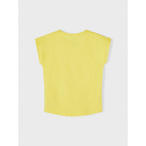 Μπλουζάκι από οργανικό βαμβάκι με τύπωμα φοίνικες, κίτρινο Name it 242391 2