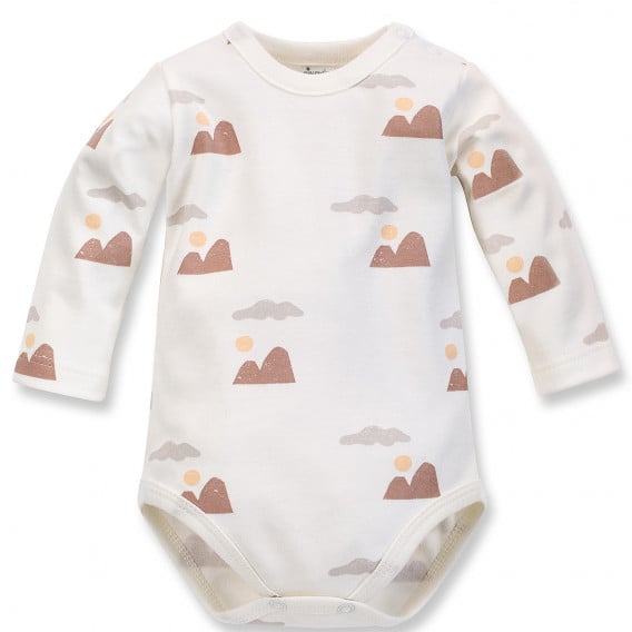 Βαμβακερό κορμάκι με μακριά μανίκια και τύπωμα για ένα μωρό, σε λευκό χρώμα Pinokio 242511 