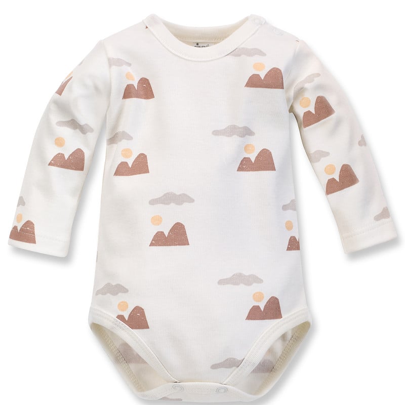 Βαμβακερό κορμάκι με μακριά μανίκια και τύπωμα για ένα μωρό, σε λευκό χρώμα  242511