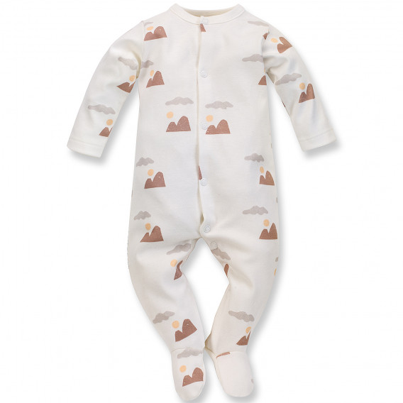 Βαμβακερό κορμάκι με γραφικό σχέδιο για ένα μωρό, σε λευκό χρώμα Pinokio 242533 