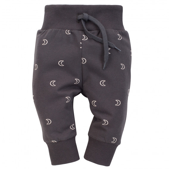 Βαμβακερό παντελόνι με γραφικό σχέδιο για ένα μωρό, γκρι Pinokio 242554 