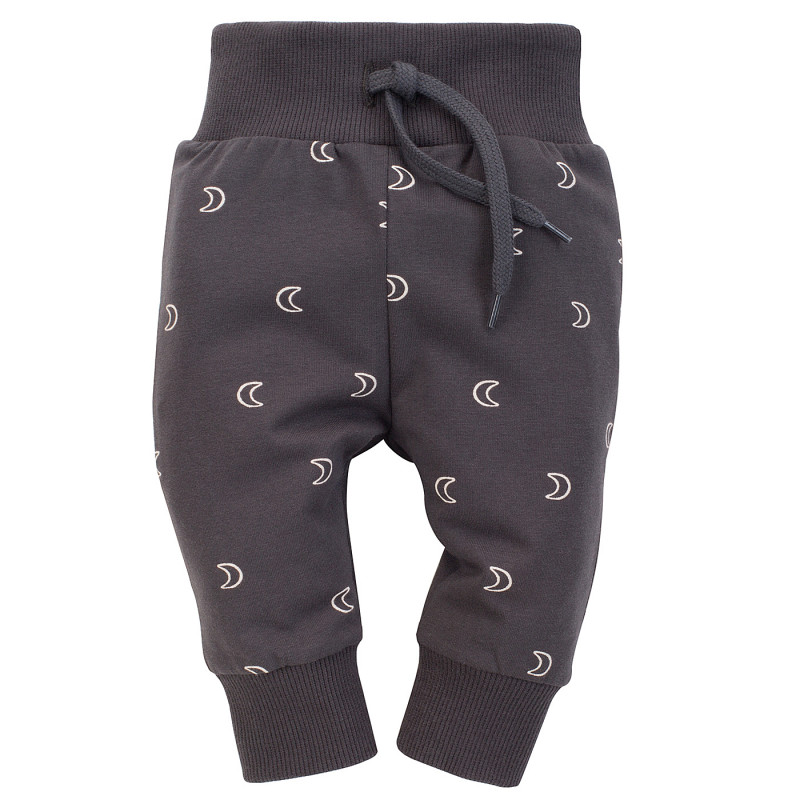 Βαμβακερό παντελόνι με γραφικό σχέδιο για ένα μωρό, γκρι  242554