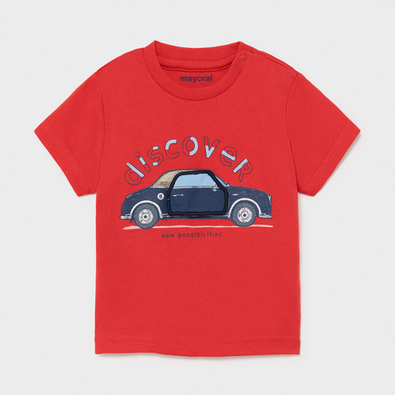 Βαμβακερό μπλουζάκι με γραφικό σχέδιο για μωρό, κόκκινο Mayoral 242612 