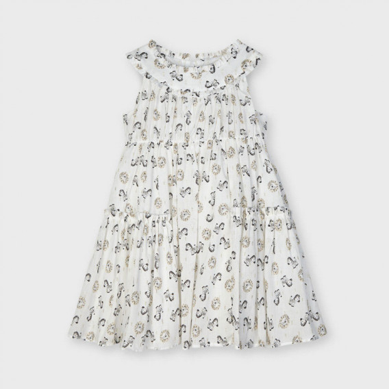 Φόρεμα με βολάν και σχέδιο, λευκό Mayoral 242663 