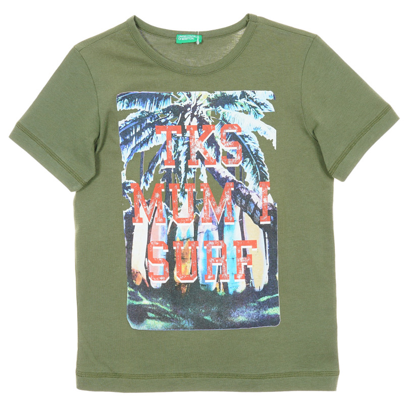 Βαμβακερό μπλουζάκι με τύπωμα φοίνικα, πράσινο  242735
