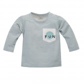 Βαμβακερή μπλούζα με μακριά μανίκια για ένα μωρό σε λευκές και μπλε ρίγες Pinokio 242744 