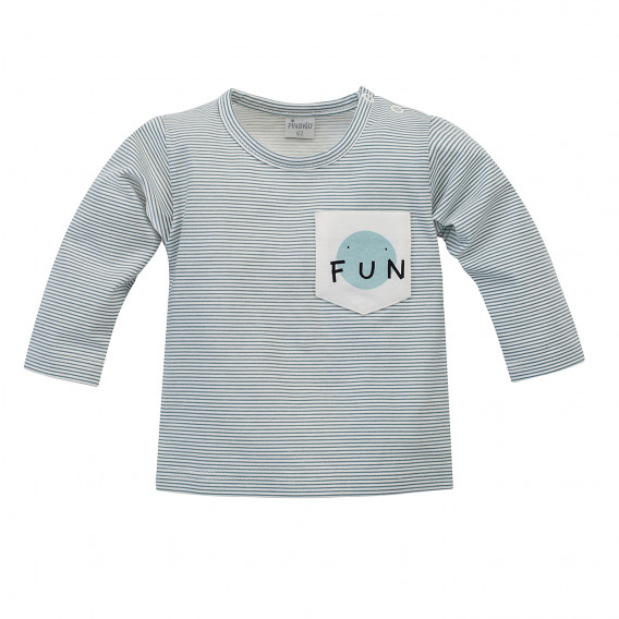 Βαμβακερή μπλούζα με μακριά μανίκια για ένα μωρό σε λευκές και μπλε ρίγες Pinokio 242744 