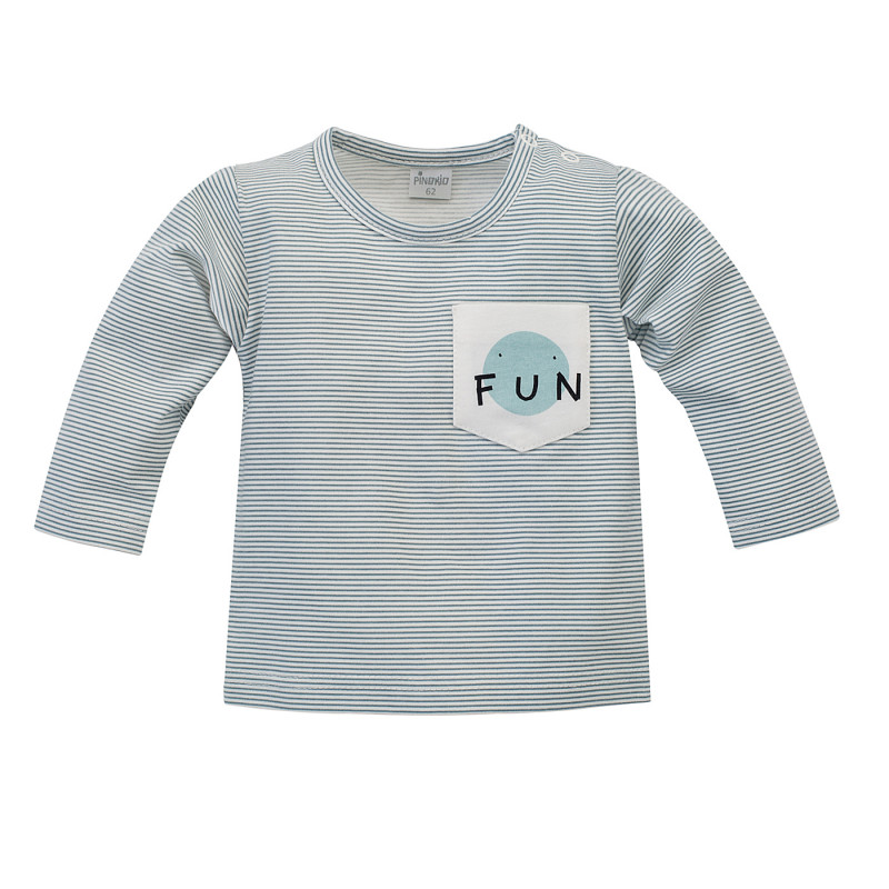 Βαμβακερή μπλούζα με μακριά μανίκια για ένα μωρό σε λευκές και μπλε ρίγες  242744