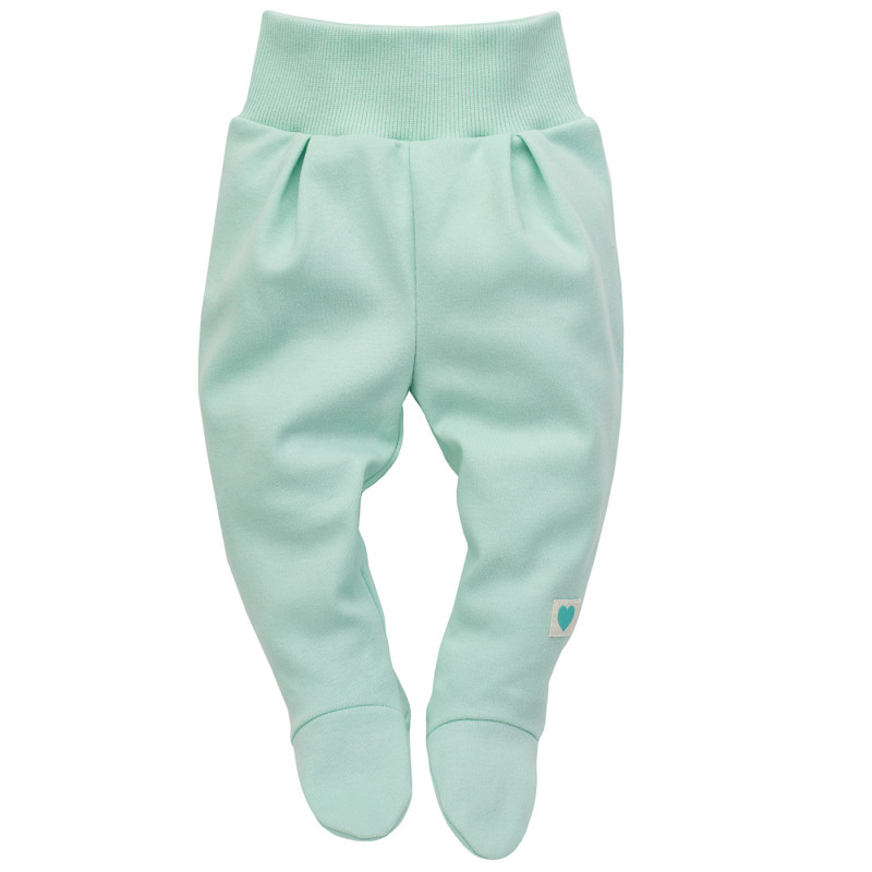 Βαμβακερό παντελόνι για μωρό σε χρώμα μέντας  242810