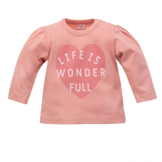 Βαμβακερή μπλούζα με μανίκια για μωρά, ροζ Pinokio 242814 