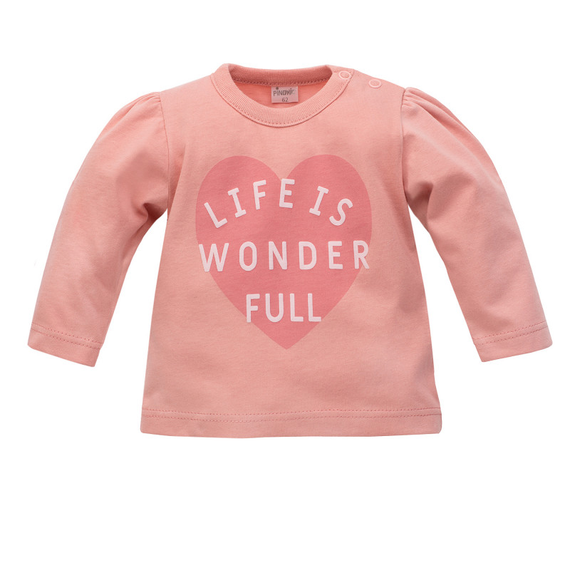 Βαμβακερή μπλούζα με μανίκια για μωρά, ροζ  242814