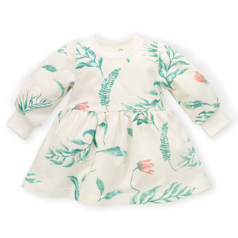 Βαμβακερό φόρεμα με φλοράλ τύπωμα για μωρά, λευκό  242816