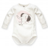 Βαμβακερό κορμάκι με ελέφαντα για ένα μωρό, λευκό Pinokio 242912 