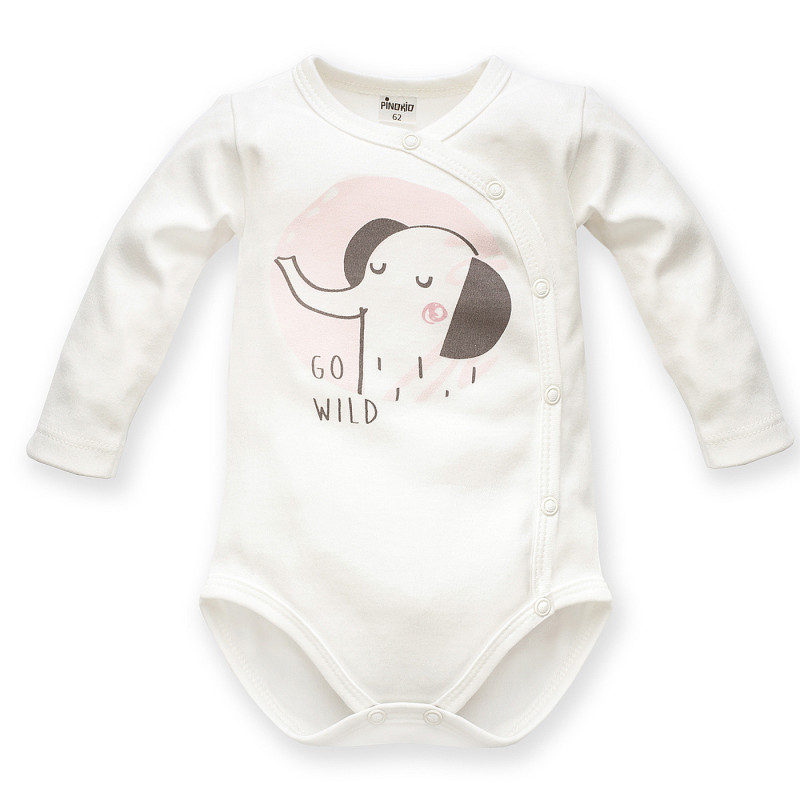Βαμβακερό κορμάκι με ελέφαντα για ένα μωρό, λευκό  242912