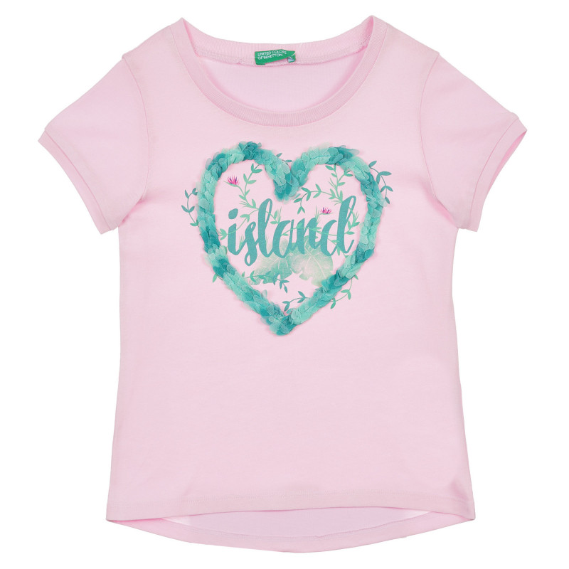 Βαμβακερό μπλουζάκι με απλικέ για ένα μωρό, ροζ  243062