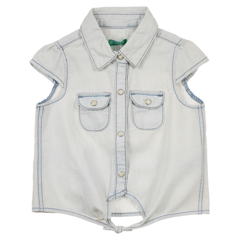 Τζιν πουκάμισο με κοντά μανίκια για ένα μωρό, γαλάζιο  243078
