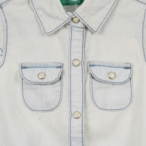 Τζιν πουκάμισο με κοντά μανίκια για ένα μωρό, γαλάζιο Benetton 243081 4