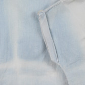 Τζιν πουκάμισο με κοντά μανίκια και απλικέ φλαμίνγκο, ανοιχτό μπλε Benetton 243121 4