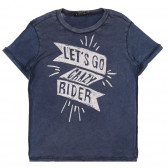 Βαμβακερό μπλουζάκι με στάμπες, σκούρο μπλε Sisley 243132 