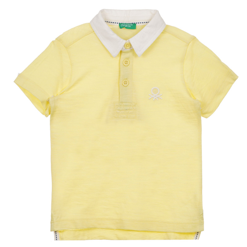 Βαμβακερή μπλούζα με κοντά μανίκια και γιακά για ένα μωρό, κίτρινο  243136